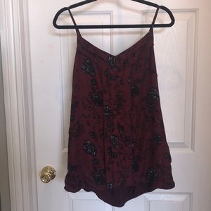 Maurices camisole. Burgundy and black. Adjustable neck tie, elastic waist.